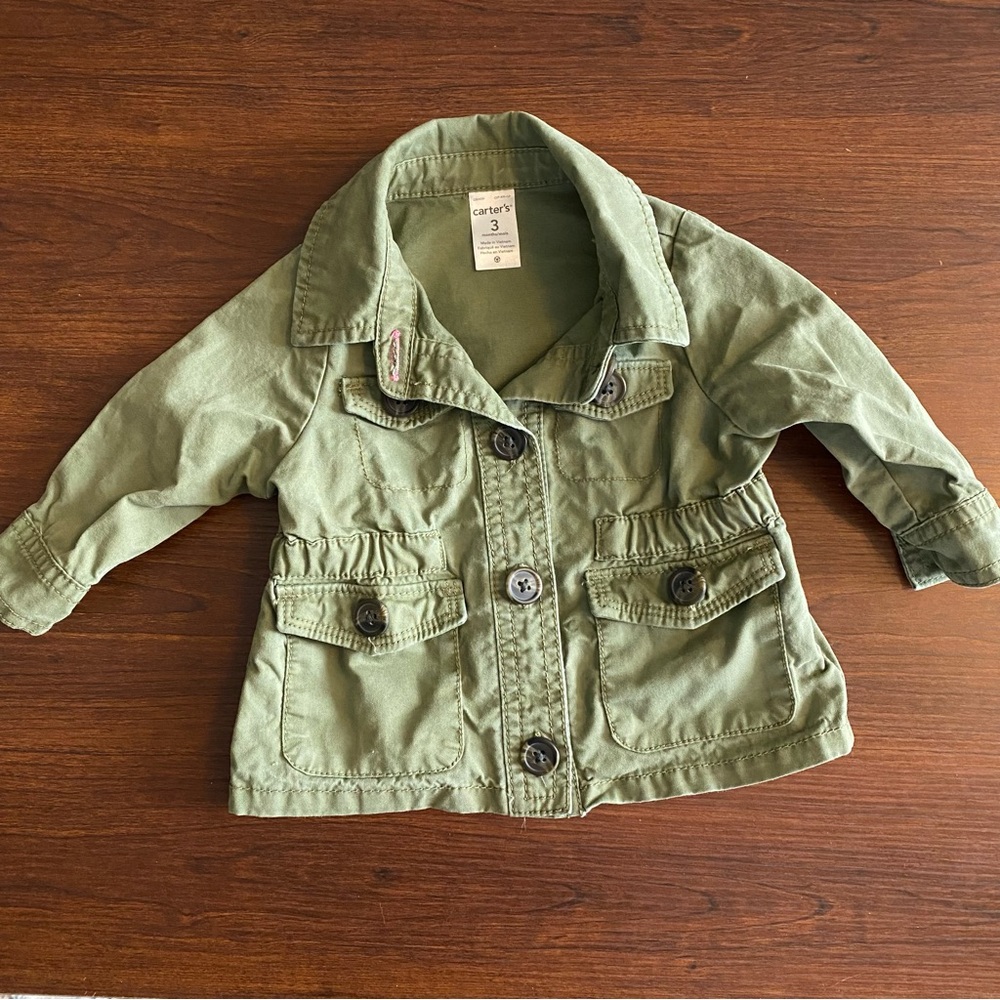 Carter’s Baby Girl Army Green Cargo Jacket 3 Months